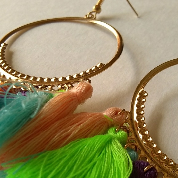 New Bright Tropical Hot Long Sexy Tassel Earrings - Picture 6 of 6